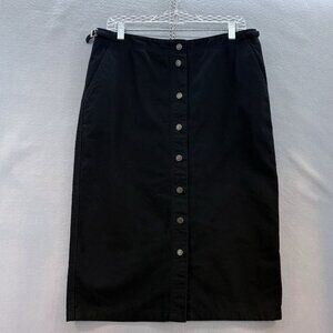 RALPH LAUREN JEANS CO VTG BLACK DENIM BUTTON UP MIDI SKIRT SZ 12‎ Classic, Retro